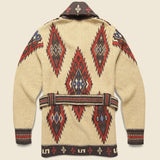 RRL Ralph Lauren Hand Knit Jacquard Brown Ranch Belted Cardigan Men's Medium M