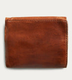 RRL Ralph Lauren Tumbled Leather Card Case Wallet Tan Brown Metal Concho