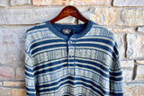 New RRL Ralph Lauren Silk Indigo Blue Southwestern Henley Sweater Men's 2XL XXL