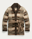 RRL Ralph Lauren Hand Knit Wool Brown Ranch Long Belt Cardigan Men's Large L