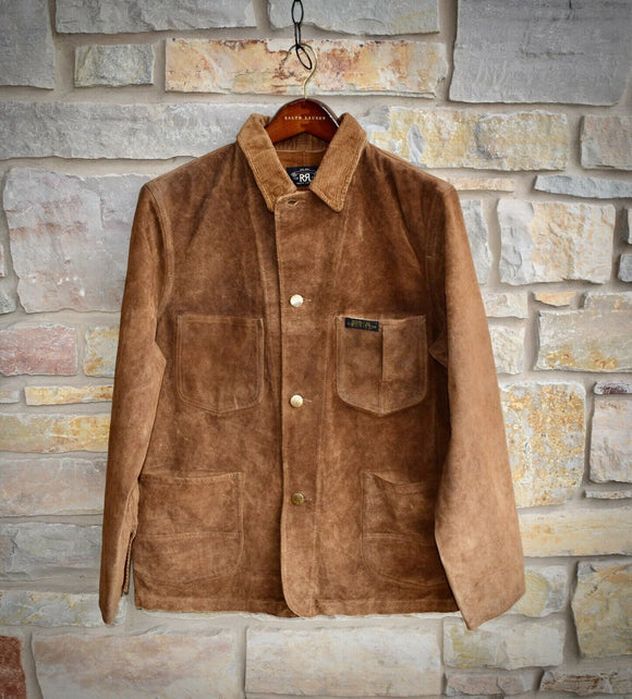 RRL Ralph Lauren Roughout Suede Coat Tan Chore Leather Jacket Men's XXL 2XL