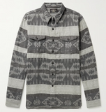 Ralph Lauren RRL Gray Flannel Wool  Jacquard Southwest Shirt Men's Large L