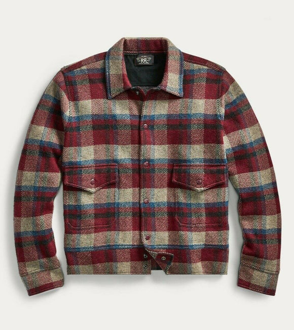 $795 RRL Ralph Lauren 1940s Inspired Plaid Wool Cashmere Sweater Jacket 2XL XXL