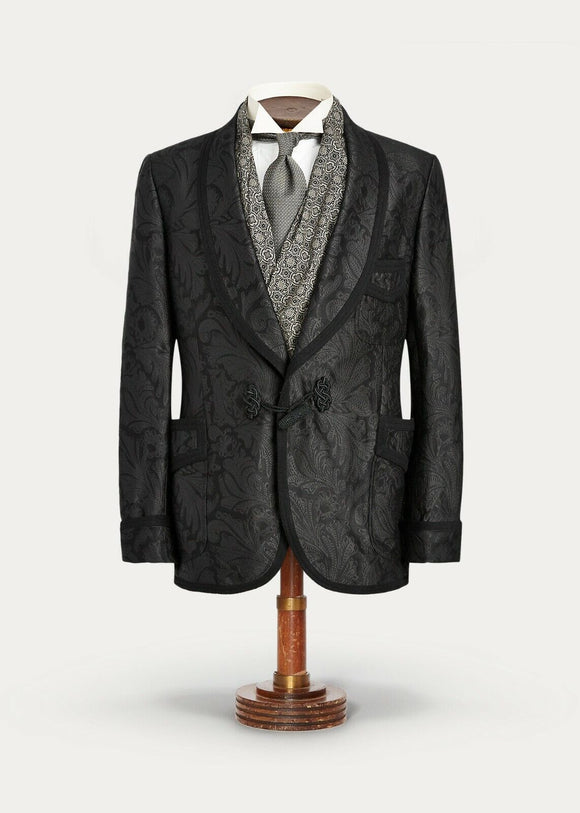 Ralph Lauren RRL Jacquard Smoking Jacket Sportcoat Black Suit Men's 40 R Pants