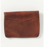 RRL Ralph Lauren Tumbled Leather Card Case Wallet Brown with Metal Concho