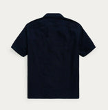 RRL Ralph Lauren Seersucker Indigo Navy Solid Button Shirt Men's Small S Camp