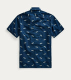 RRL Ralph Lauren Indigo Truck-Print Workshirt S/S Blue Shirt Men's L Large