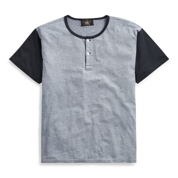 NWT Ralph Lauren DOUBLE RRL Men's Blue Gray Button Henley Shirt S/S Small S