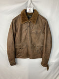 RRL Double RL Ralph Lauren Tan Brown Shearling Leather Jacket Men's M Medium
