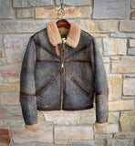 RRL Double RL Ralph Lauren Leather Brown Shearling Military Jacket Men's 2XL XXL
