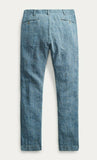 RRL Ralph Lauren Blue 100% Linen Workwear Pincheck Woven Trousers Pants 40 x 32