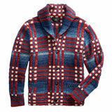 RRL Ralph Lauren Cotton Silk Wool Red Blue Shawl Flats Cardigan Men's Small S