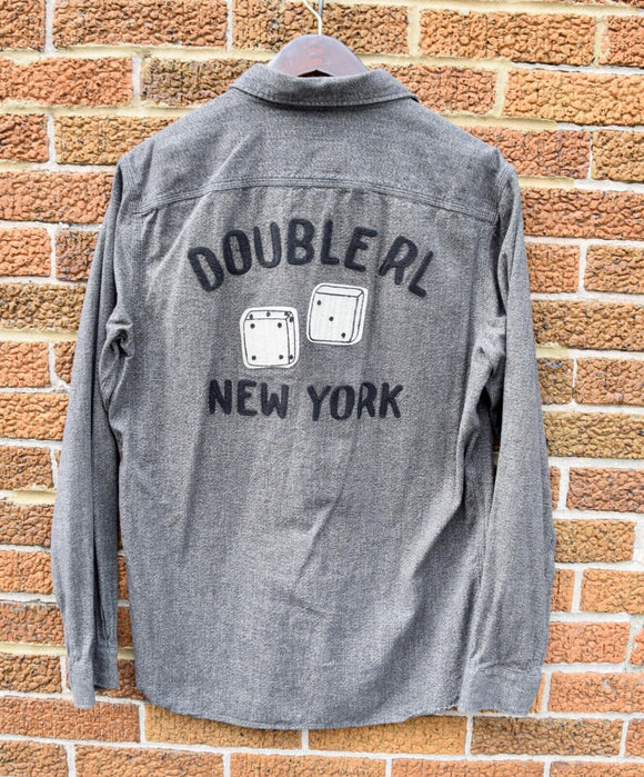 RRL Ralph Lauren Vintage Dice Embroidered Twill Work Shirt Men's Medium M