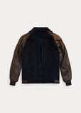 RRL Ralph Lauren Brown Appliquéd Corduroy Leather Jacket 1900's Men's XXL 2XL