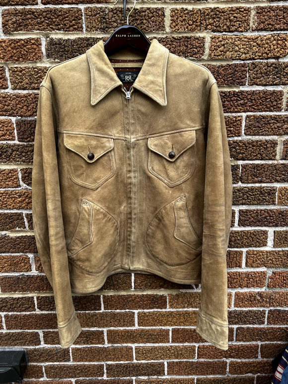 RRL Ralph Lauren Suede Jacket Tan Sheepskin Leather Men's Medium M