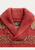 New RRL Ralph Lauren Red Shawl 1940's Blanket Pullover Sweater Men's Large L