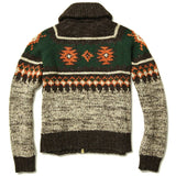 New RRL Ralph Lauren Brown Jacquard Knit Shawl Cardigan Sweater Men's Small S