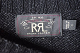 New RRL Ralph Lauren Faded Black Striped Crewneck Sweatshirt Men's L Large