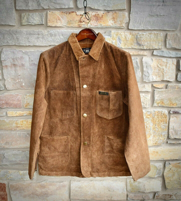 RRL Ralph Lauren Roughout Suede Coat Chore Leather Jacket Men's XL Extra-Large
