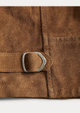 RRL Ralph Lauren Trucker Roughout Suede Leather Coat Jacket Men's Large L
