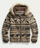 RRL Ralph Lauren Southwestern Faux Fur Fleece Hoodie Jacket Men's Extra-Large XL