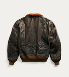 RRL Ralph Lauren Brown Shearling Flight Pilot Military Jacket Men XXL 2XL