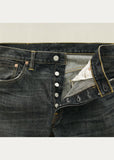 RRL Double RL Dark Wash Black Denim Low Straight Jeans Selvedge 15oz Men 40 x 32