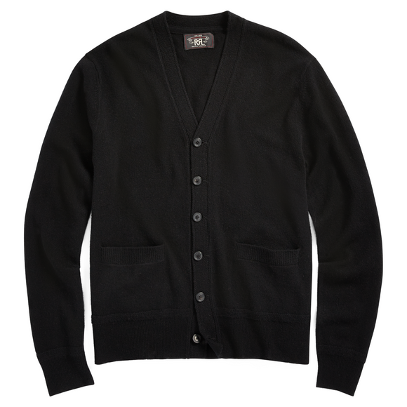 RRL Ralph Lauren Vintage 100% Cashmere Black Cardigan Men's Large L