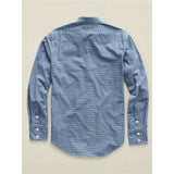 RRL Ralph Lauren Check Western Kane Yoke Blue Cotton Work Shirt Men's XXL 2XL