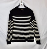 New RRL Ralph Lauren Faded Black Striped Crewneck Sweatshirt Men's L Large