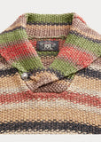 RRL Ralph Lauren Striped Knit Silk Wool Serape Blanket Cardigan Men's Large L