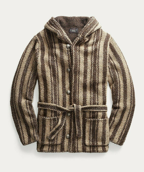 RRL Ralph Lauren 1940s Sportsman Hooded Brown Alpaca Jacket Men's 2XL XXL