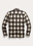 RRL Ralph Lauren Cotton Wool Plaid Shirt Brown Workshirt Popover Men's Medium M