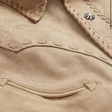 RRL Ralph Lauren Leather Western Tan Sheepskin Jacket Strap Lined 2XL XXL