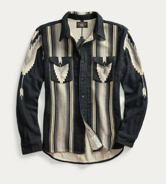 NWT New RRL Ralph Lauren Black Shirt Blanket Western Southwestern Men's S Small