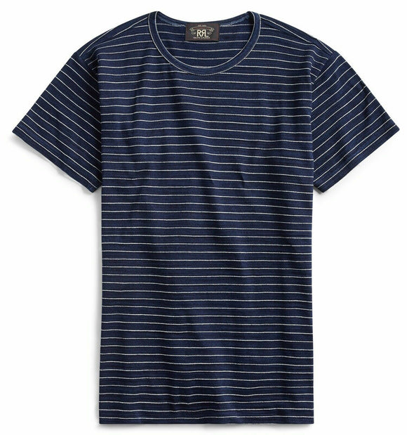 RRL Ralph Lauren Dobby Solid Blue Navy Indigo Jersey T Shirt Men's Medium M