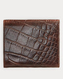 New RRL Ralph Lauren Crocodile-Embossed Leather Wallet Brown Metal Concho