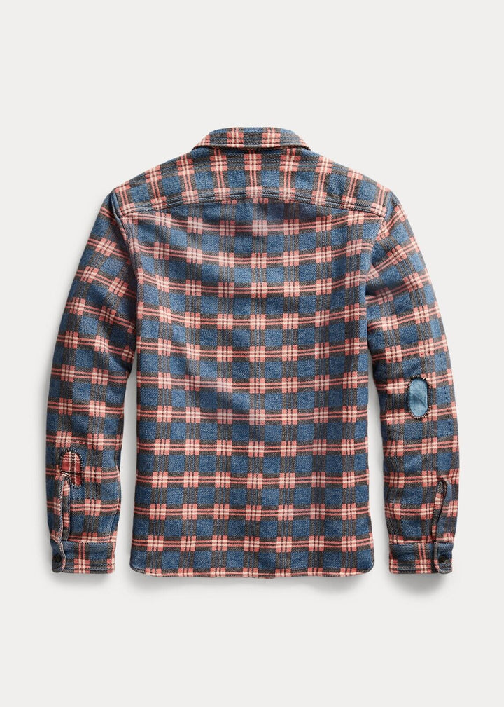 2020 RRL Repaired Workshirt Blue Jacquard Cotton Plaid *Defects Men's Medium M