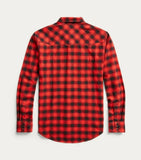 RRL Ralph Lauren Plaid Snap Red Shadow Yoke Western Shirt Men's Large L