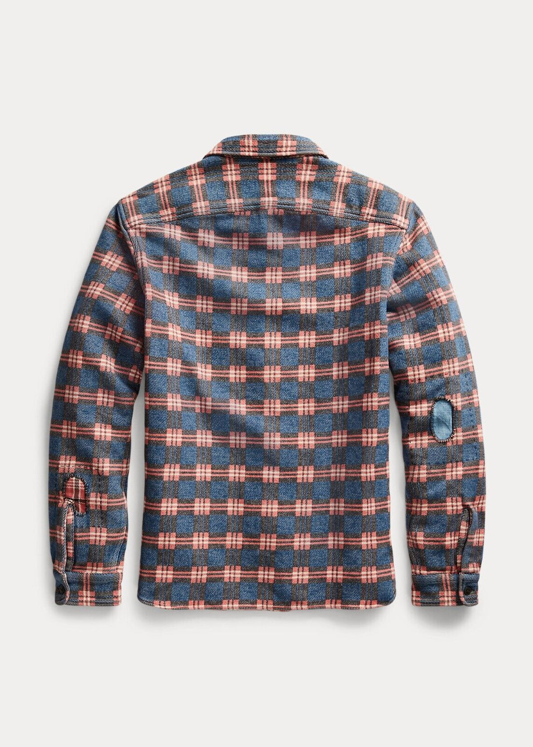 2020 RRL Repaired Workshirt Blue Jacquard Cotton Plaid *Defects Men's XXL 2XL