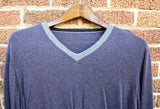 Brunello Cucinelli Men's Thin V-Neck Sweater Solid Purple Cashmere Silk 54 XL