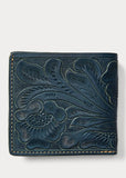 RRL Ralph Lauren Indigo Vegetable Tanned Cowhide Hand Tooled Wallet