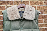 RRL Ralph Lauren Green Shearling Quilted Down Vest Jacket Men XL Extra-Large