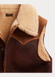 RRL Double RL Ralph Lauren Leather Brown Shearling Vest Jacket Men's Medium M