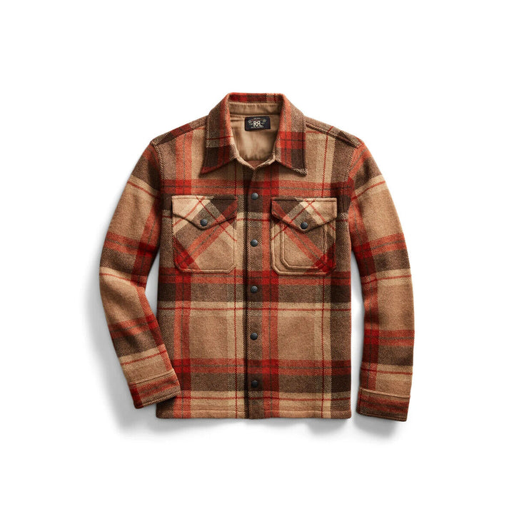 RRL Ralph Lauren Wool Cashmere Shirt Sweater Workshirt Orange Tan Men's Medium M
