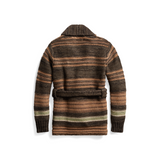 RRL Ralph Lauren Wool Knit Blanket Ranch Brown Striped Cardigan Men's Small S