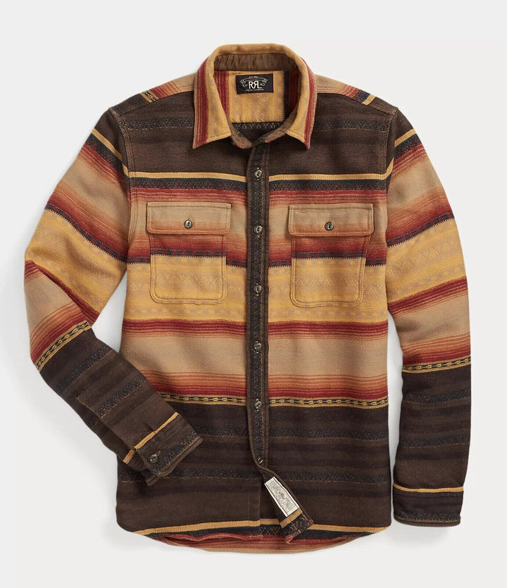 RRL Ralph Lauren Vintage Brushed Cotton Jacquard Workshirt Men's Extra-Large XL