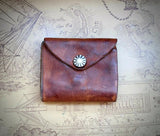 RRL Ralph Lauren Tumbled Leather Card Case Wallet Tan Brown Metal Concho