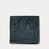 RRL Ralph Lauren "Hand-Tooled Leather Billfold" Men's Wallet Blue Indigo