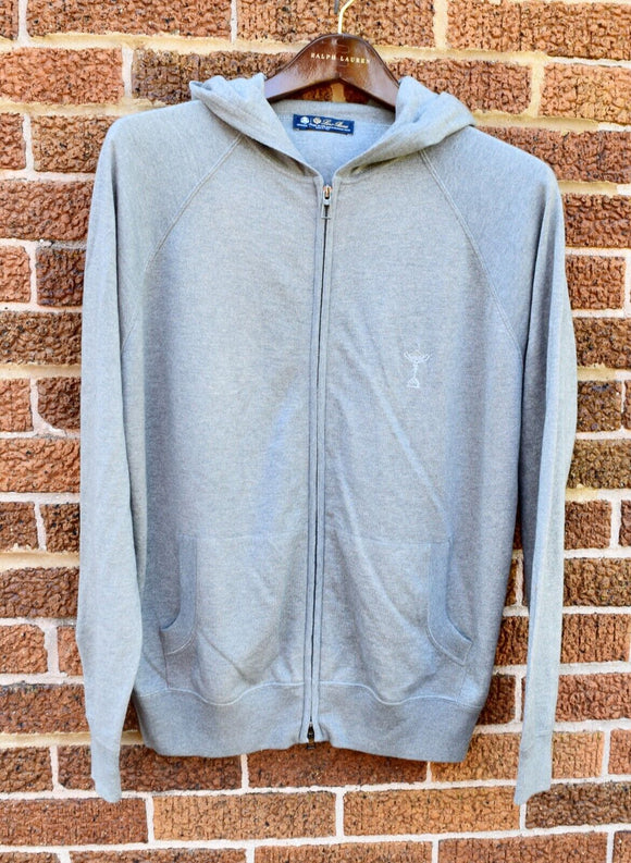 Loro Piana Grey Olympic Silk Cashmere Zip-Up Hoodie Jacket Men's Medium M